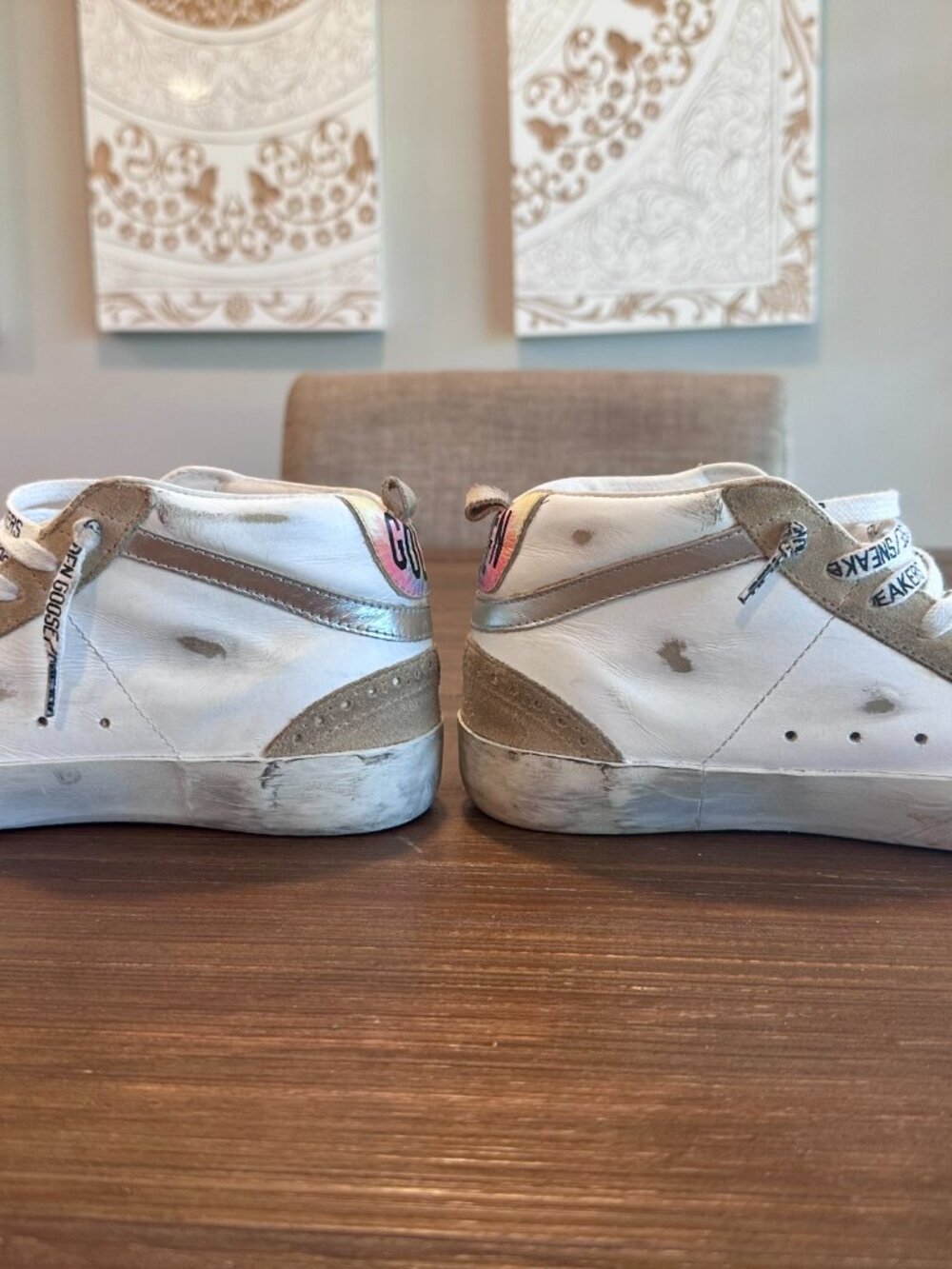 Golden Goose Francy High Top Sneakers White Leather Tan Suede Size 36/6 - Picture 11 of 16